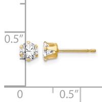 14K Madi K 4mm Round CZ Stud Post Earrings view 4