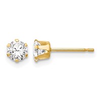 14K Madi K 4mm Round CZ Stud Post Earrings view 1