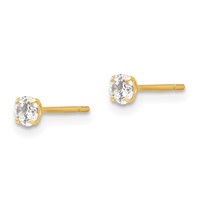 14K Yellow Gold Madi K 2.75mm Round CZ Stud Post Earrings view 2