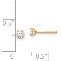 14K Yellow Gold Madi K 2.75mm Round CZ Stud Post Earrings view 4
