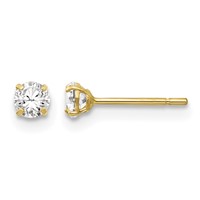 14K Yellow Gold Madi K 2.75mm Round CZ Stud Post Earrings view 1