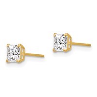 14K Madi K 4mm Square CZ Stud Post Earrings view 2