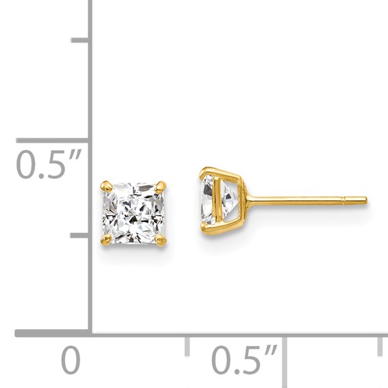 14k Madi K 4mm Square CZ Stud Post Earrings