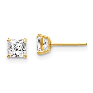 14k Madi K 4mm Square CZ Stud Post Earrings