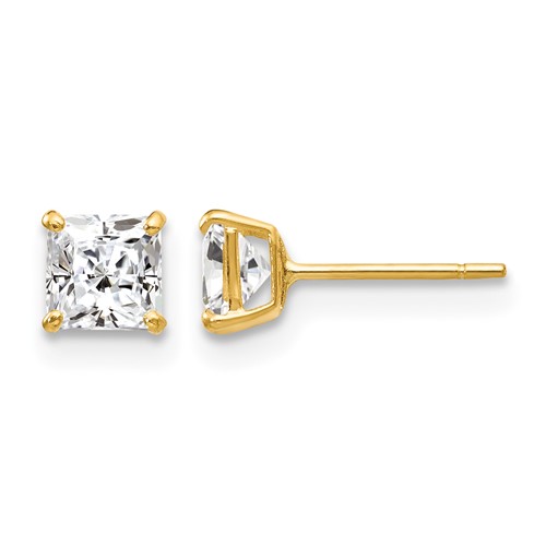 14K Yellow Gold Madi K 4mm Square CZ Stud Post Earrings