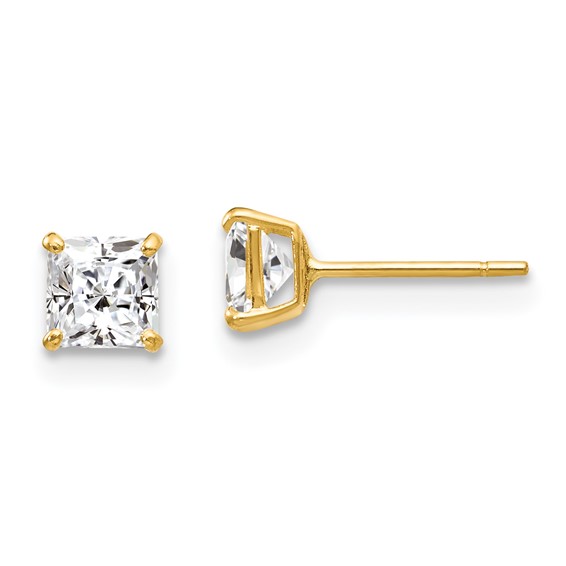 14k Madi K 4mm Square CZ Stud Post Earrings