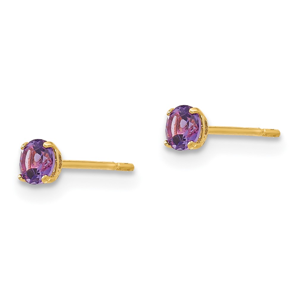 14k Madi K Round Amethyst 3mm Post Earrings (SE2276)