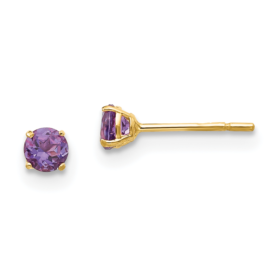 14k Madi K Round Amethyst 3mm Post Earrings (SE2276)