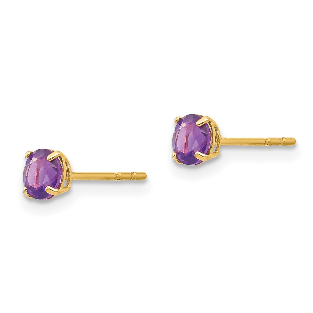 14k Madi K Round Amethyst 4mm Post Earrings (SE2277)