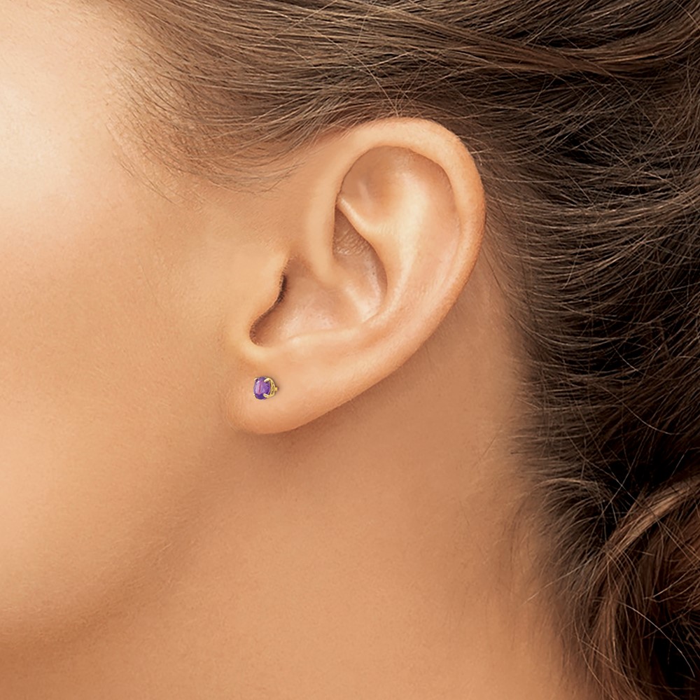 14k Madi K Round Amethyst 4mm Post Earrings (SE2277)