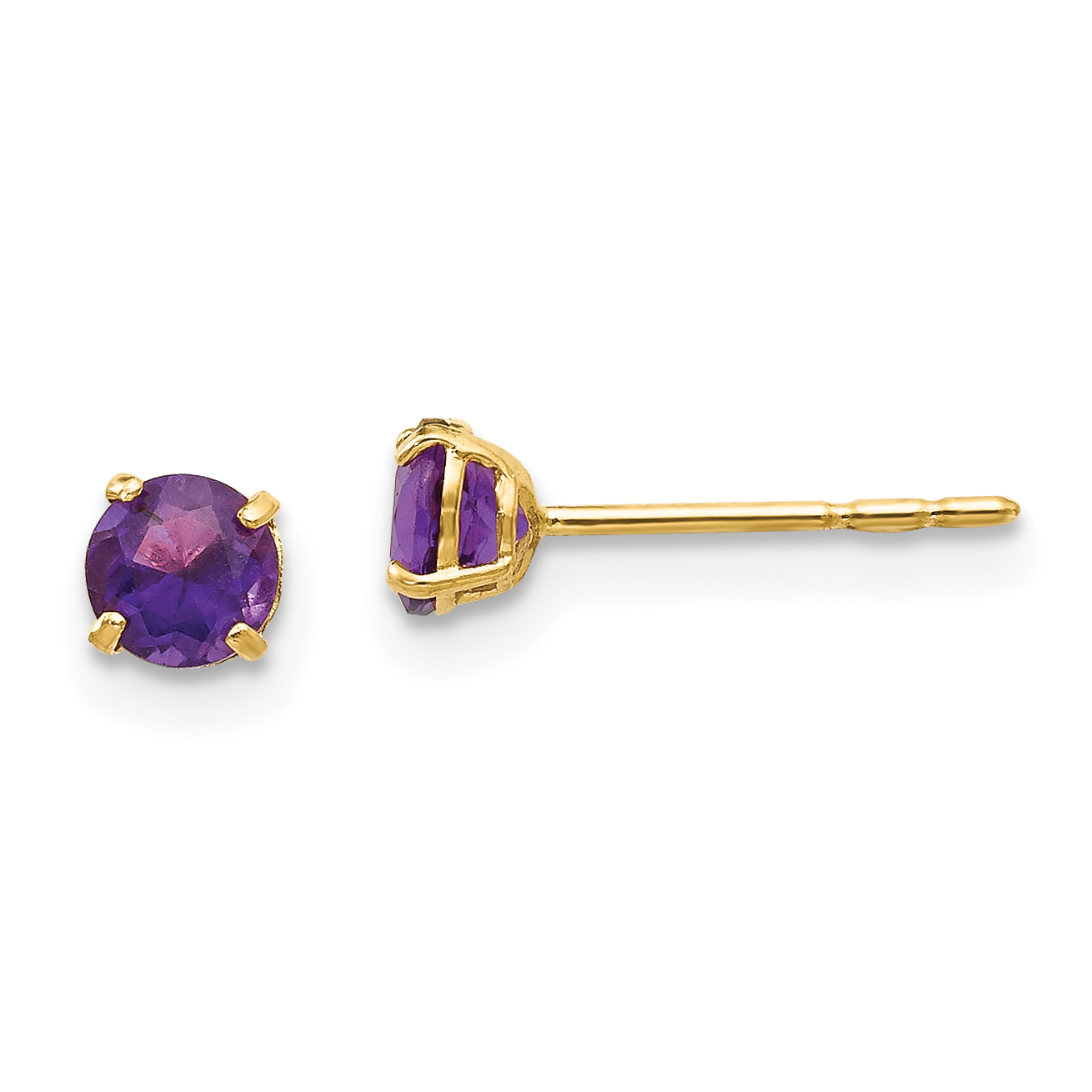 14k Madi K Round Amethyst 4mm Post Earrings (SE2277)