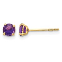 14K Yellow Gold Madi K 4mm Round Amethyst Post Earrings view 1