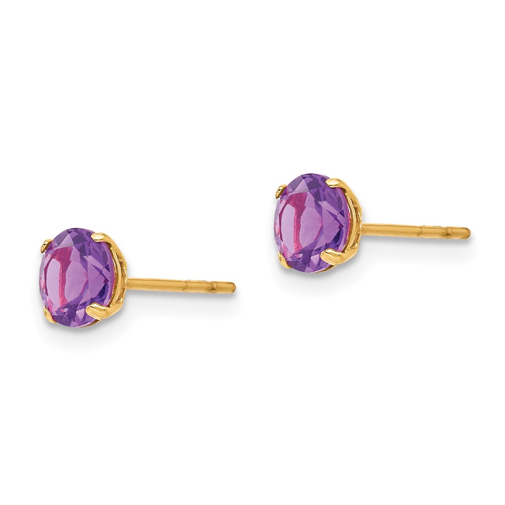 14k Madi K Round Amethyst 5mm Post Earrings (SE2278)