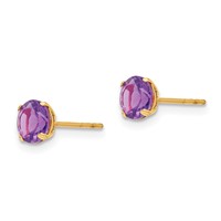 14K Yellow Gold Madi K 5mm Round Amethyst Post Earrings view 2
