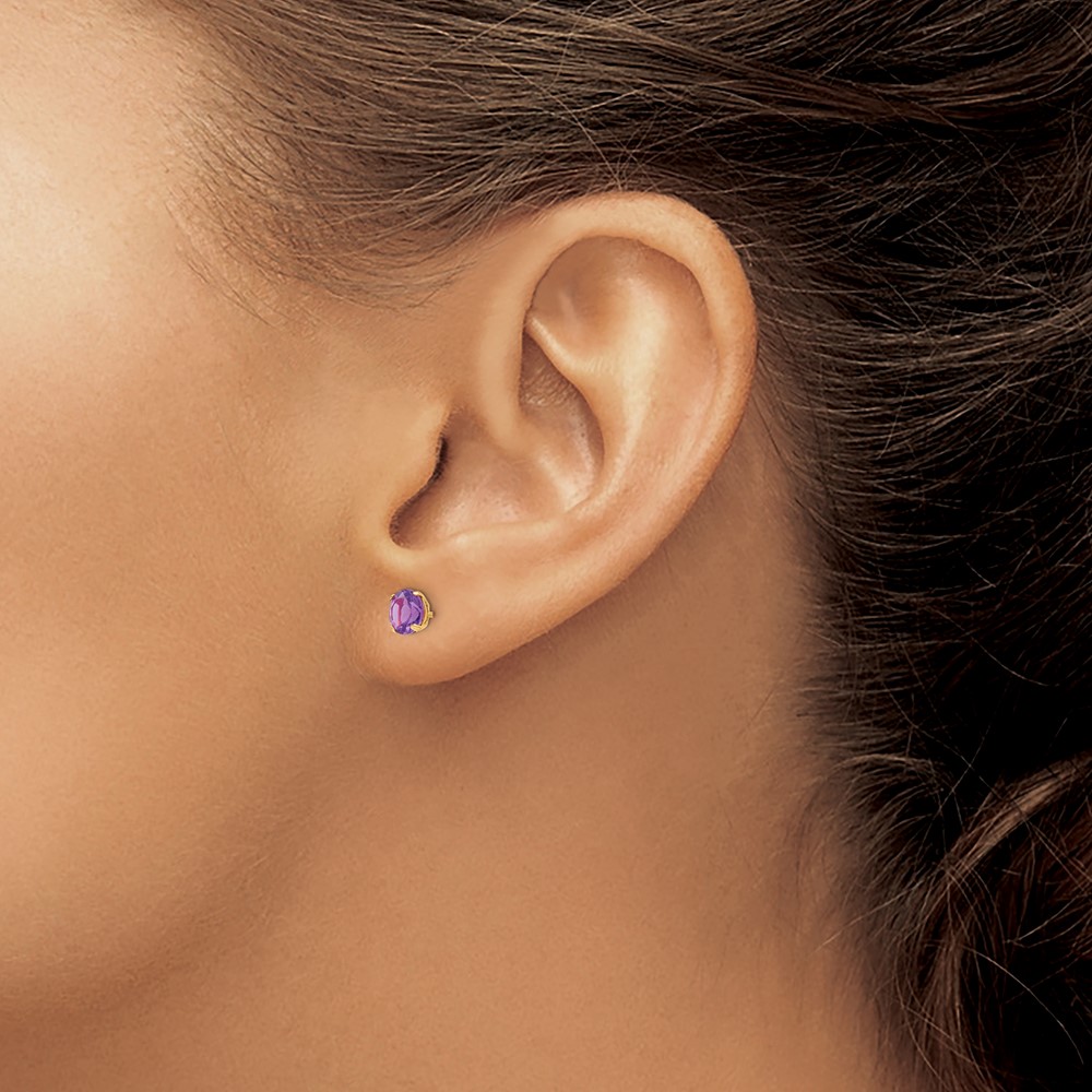 14k Madi K Round Amethyst 5mm Post Earrings (SE2278)