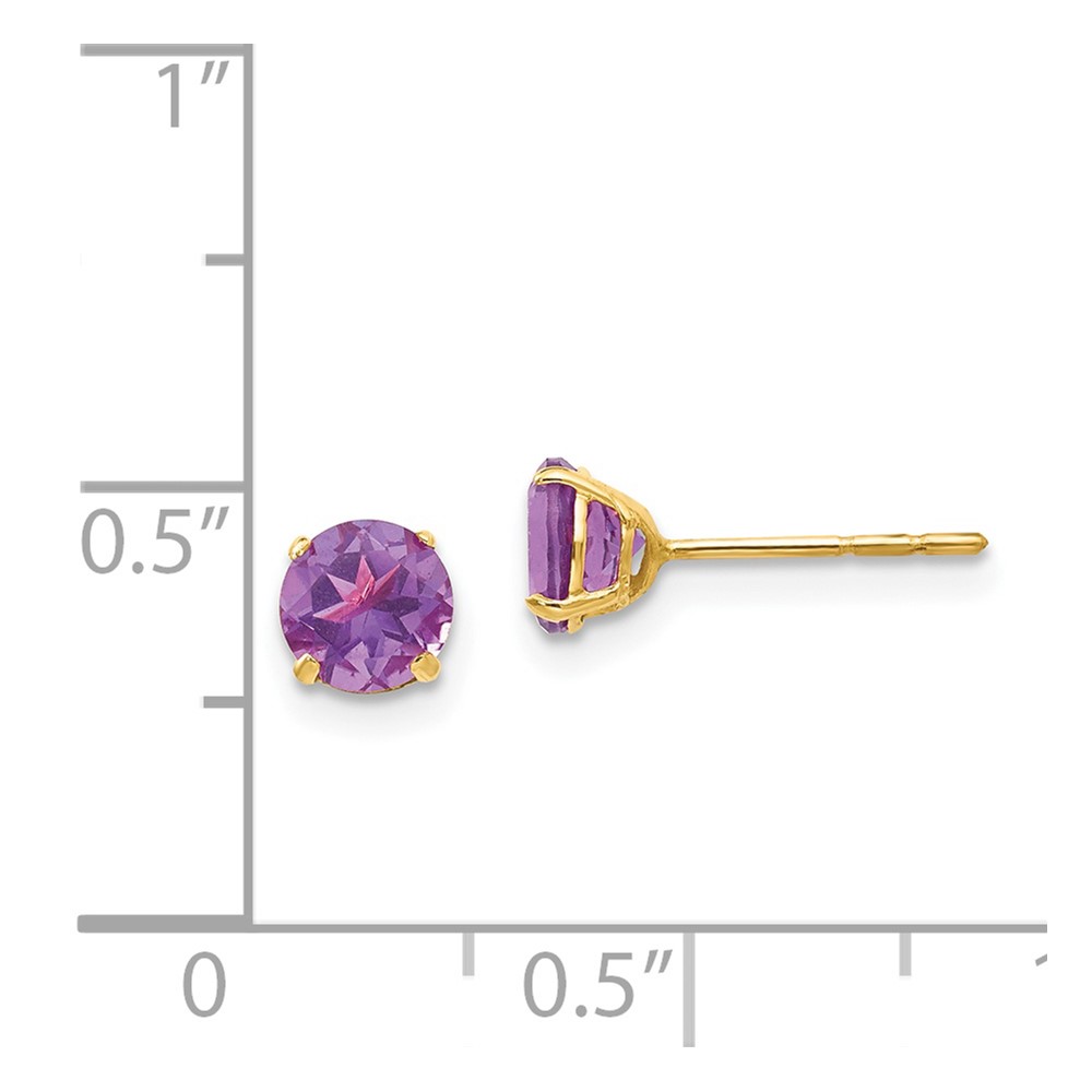 14k Madi K Round Amethyst 5mm Post Earrings (SE2278)