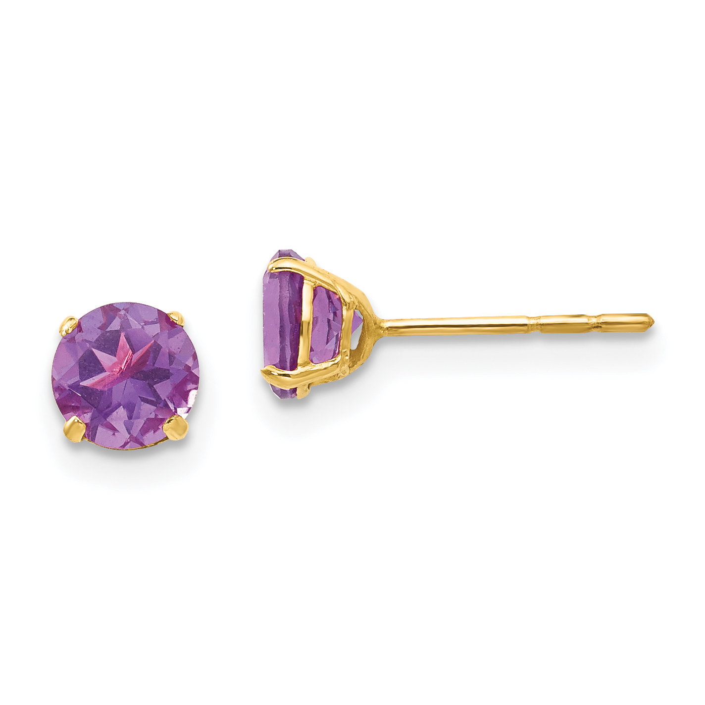 14k Madi K Round Amethyst 5mm Post Earrings (SE2278)
