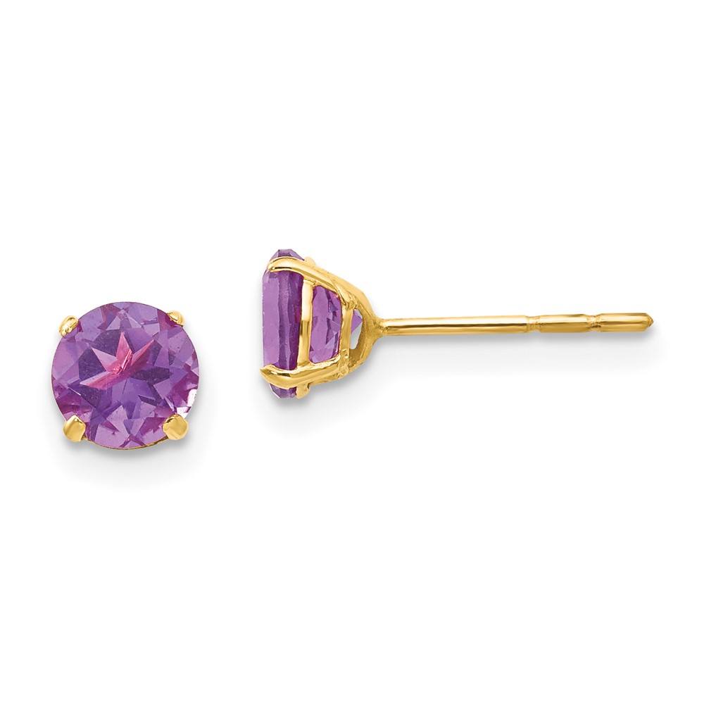 14k Madi K Round Amethyst 5mm Post Earrings (SE2278)
