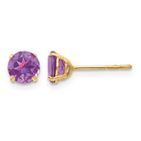 14K Yellow Gold Madi K 5mm Round Amethyst Post Earrings view 1