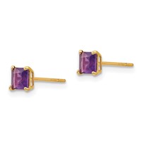 14K Madi K 4mm Square Amethyst Post Earrings view 2