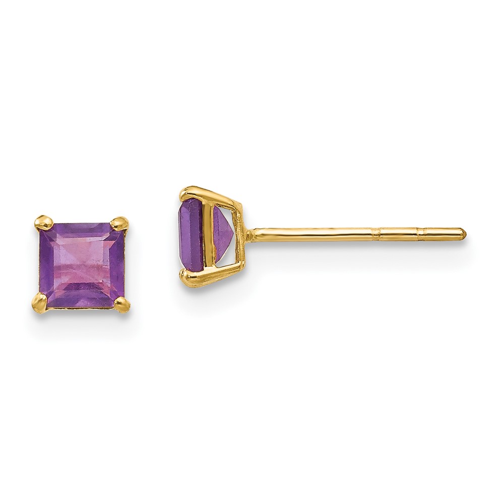 14k Madi K Amethyst 4mm Square Post Earrings (SE2280)