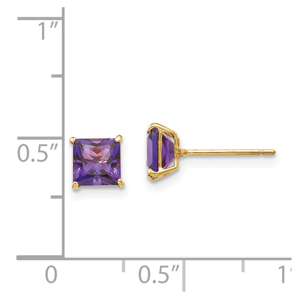 14k Madi K Amethyst 5mm Square Post Earrings (SE2281)
