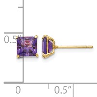 14K Yellow Gold Madi K 5mm Square Amethyst Post Earrings view 4