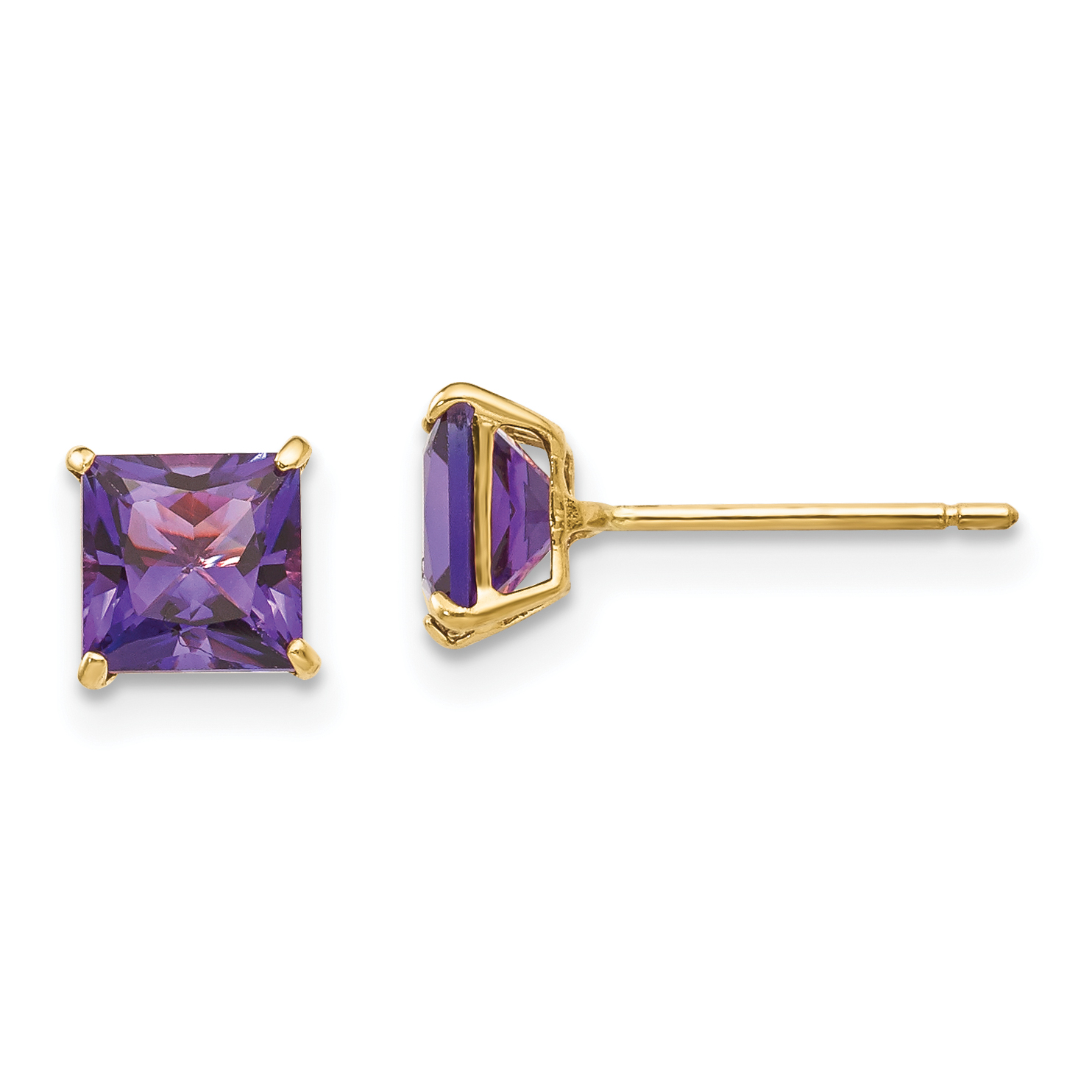 14k Madi K Amethyst 5mm Square Post Earrings (SE2281)