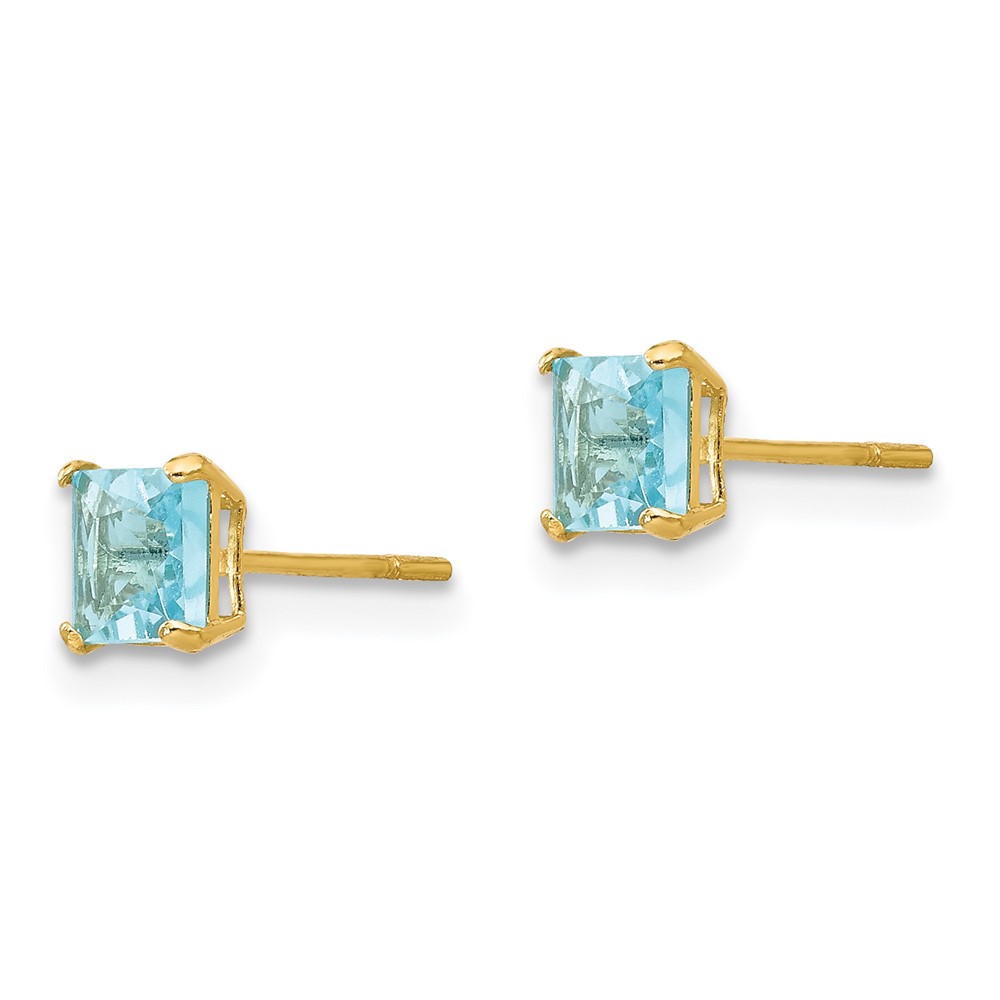 14k Madi K Blue Topaz 4mm Square Post Earrings (SE2282)