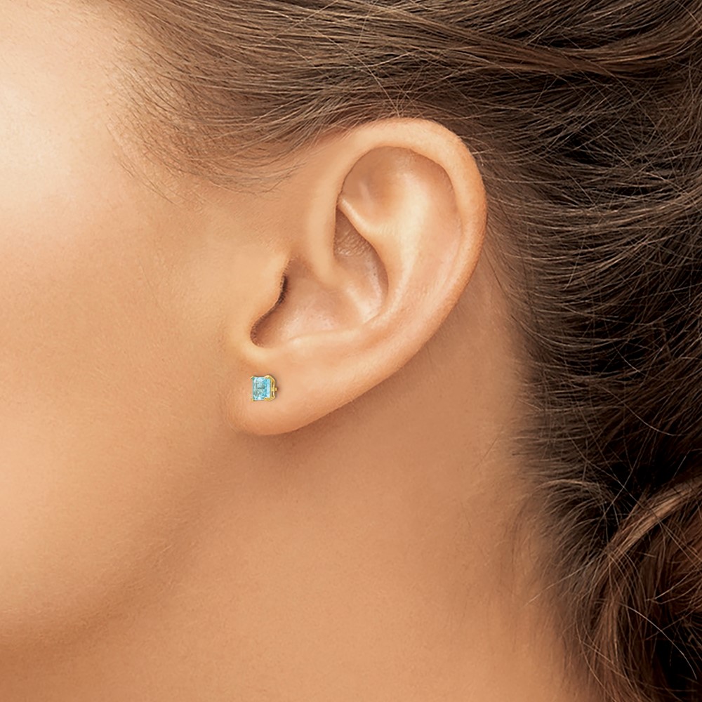 14k Madi K Blue Topaz 4mm Square Post Earrings (SE2282)