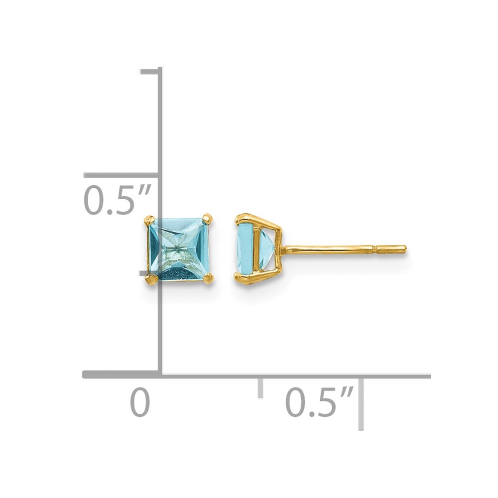 14k Madi K Blue Topaz 4mm Square Post Earrings (SE2282)