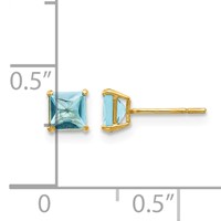 14K Yellow Gold Madi K 4mm Square Blue Topaz Post Earrings view 4