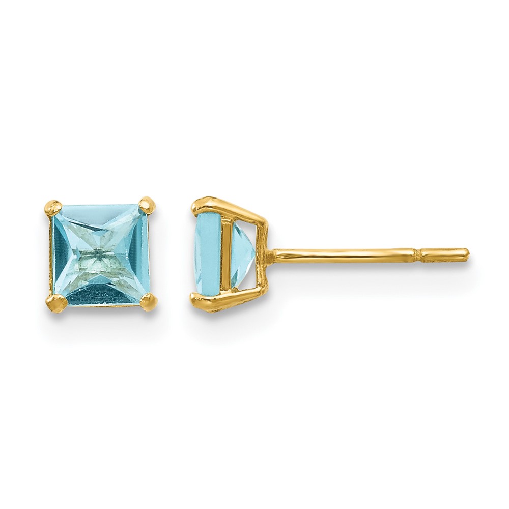 14k Madi K Blue Topaz 4mm Square Post Earrings (SE2282)