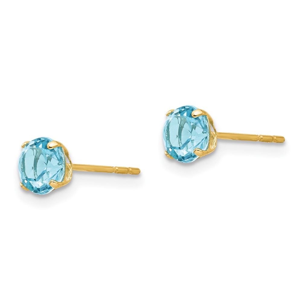 14k Madi K Round Blue Topaz 5mm Post Earrings (SE2283)