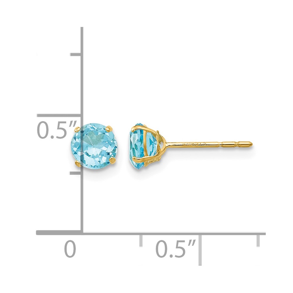 14k Madi K Round Blue Topaz 5mm Post Earrings (SE2283)