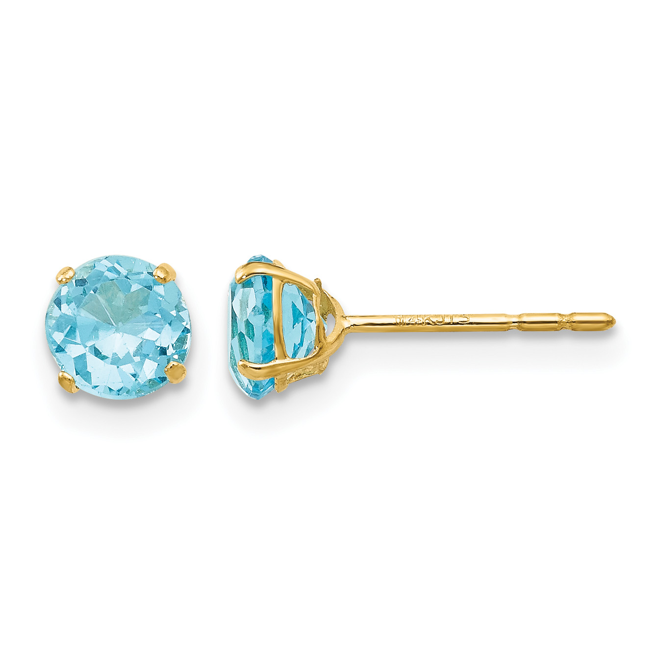 14k Madi K Round Blue Topaz 5mm Post Earrings (SE2283)