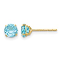 14K Yellow Gold Madi K 5mm Round Blue Topaz Post Earrings view 1