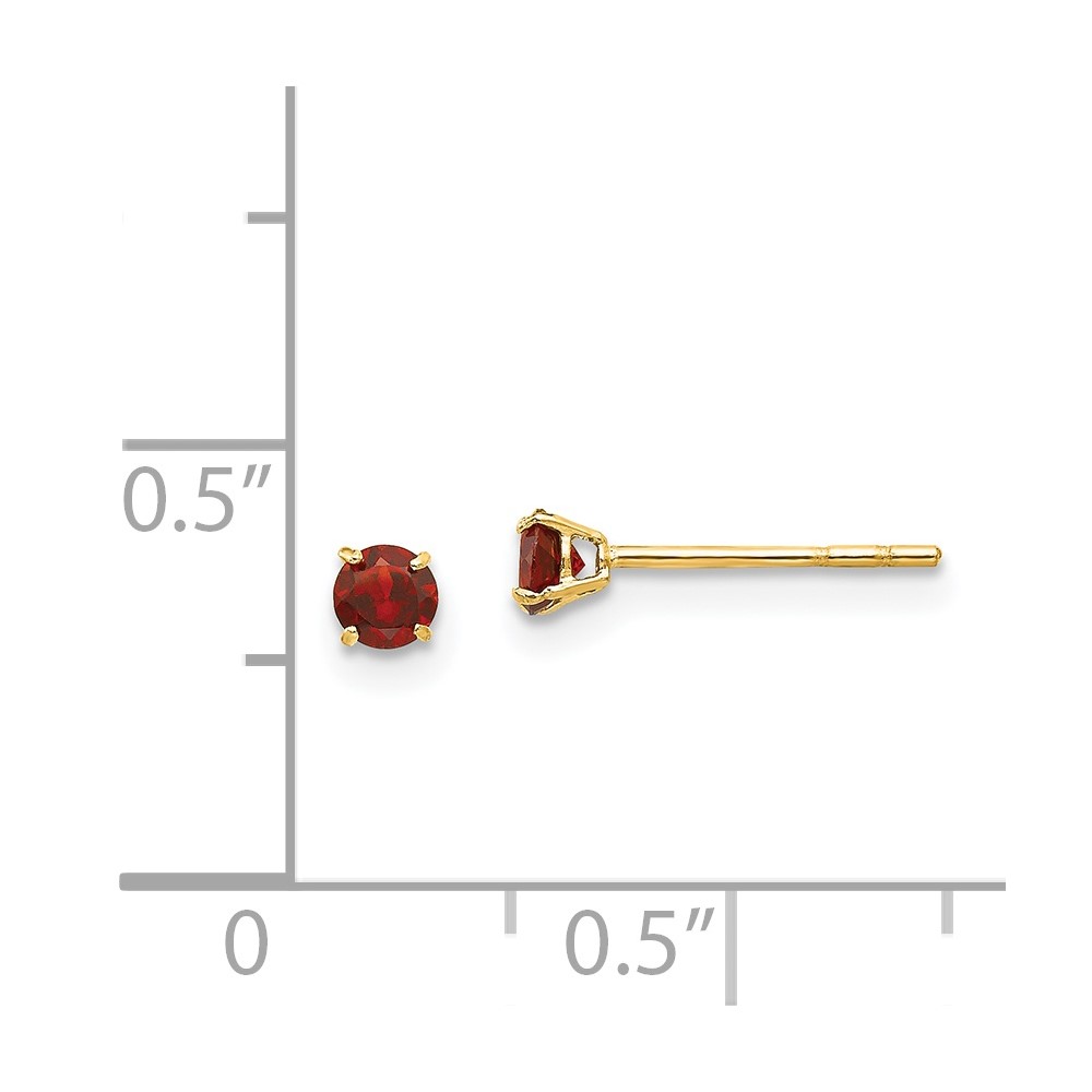 14k Madi K Round Garnet 3mm Post Earrings (SE2284)