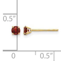 14K Yellow Gold Madi K 3mm Round Garnet Post Earrings view 4