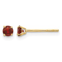14K Yellow Gold Madi K 3mm Round Garnet Post Earrings view 1