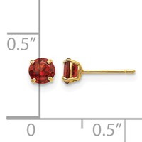 14K Yellow Gold Madi K 4mm Round Garnet Post Earrings view 4