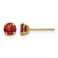 14K Yellow Gold Madi K 4mm Round Garnet Post Earrings view 1