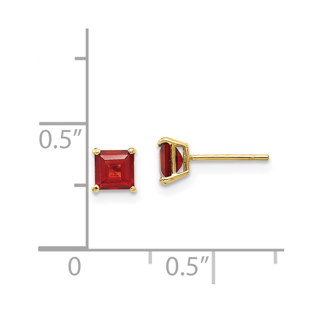 14k Madi K Garnet 4mm Square Post Earrings (SE2286)