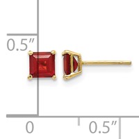 14K Yellow Gold Madi K 4mm Square Garnet Post Earrings view 4