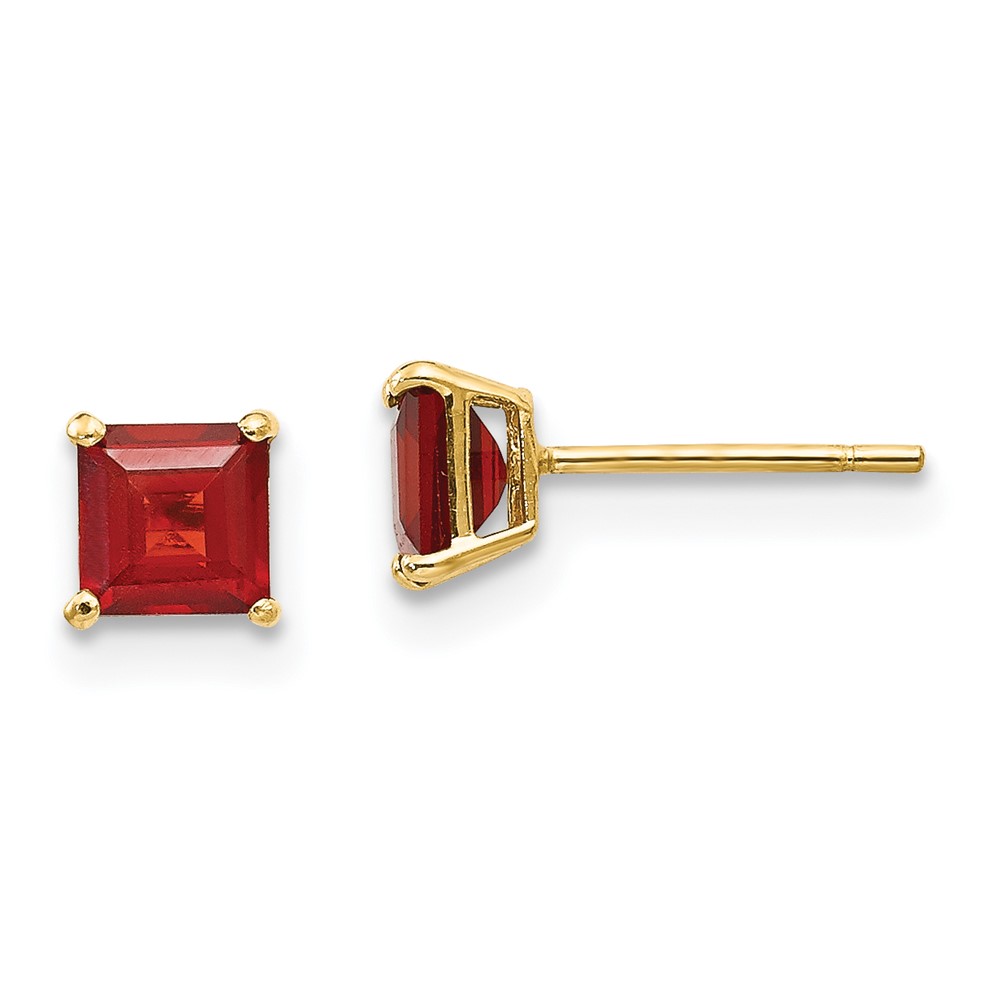 14k Madi K Garnet 4mm Square Post Earrings (SE2286)