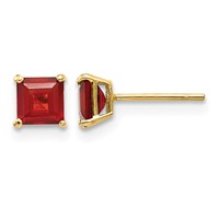 14K Yellow Gold Madi K 4mm Square Garnet Post Earrings view 1