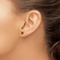 14K Yellow Gold Madi K 5mm Square Garnet Post Earrings view 3
