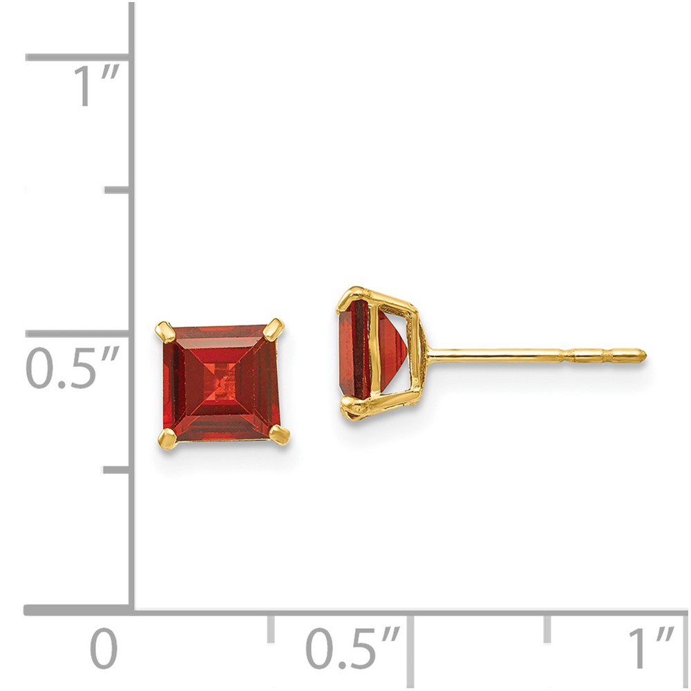 14k Madi K Garnet 5mm Square Post Earrings (SE2287)