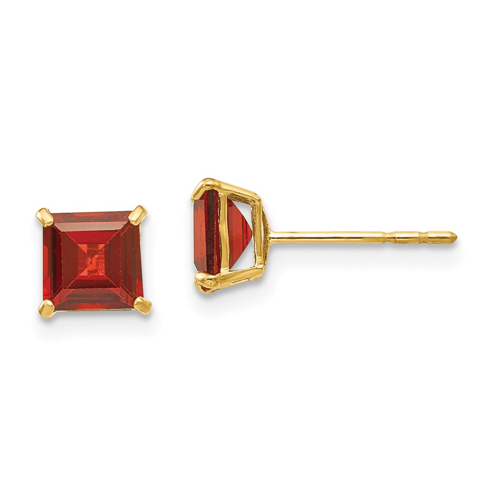 14k Madi K Garnet 5mm Square Post Earrings (SE2287)