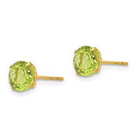 14K Yellow Gold Madi K 6mm Round Peridot Post Earrings view 2